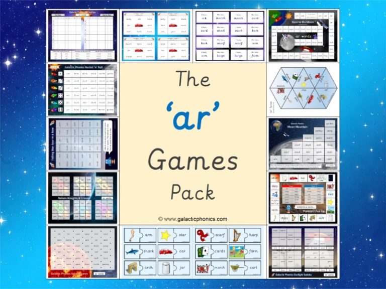 ar phonics worksheets and games - Galactic Phonics