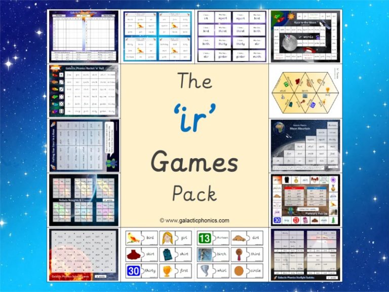 ir phonics worksheets and games Galactic Phonics
