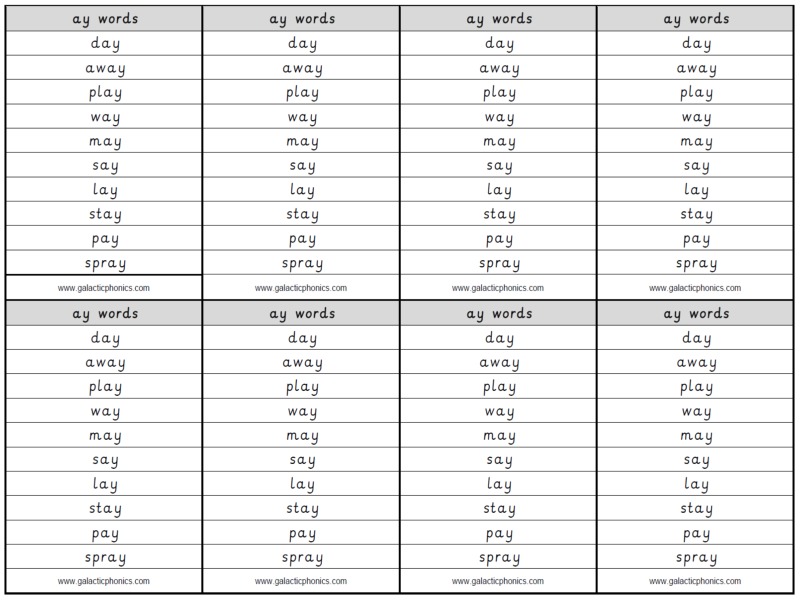 ay worksheets and games Galactic Phonics