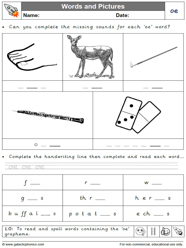Oe Worksheets And Games Galactic Phonics