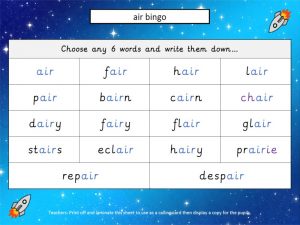 air short bingo game