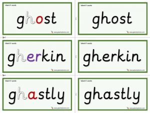 silent h word cards