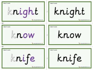 silent k word cards