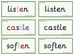 silent t word cards