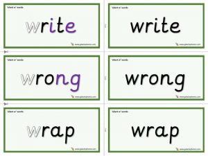 silent w word cards