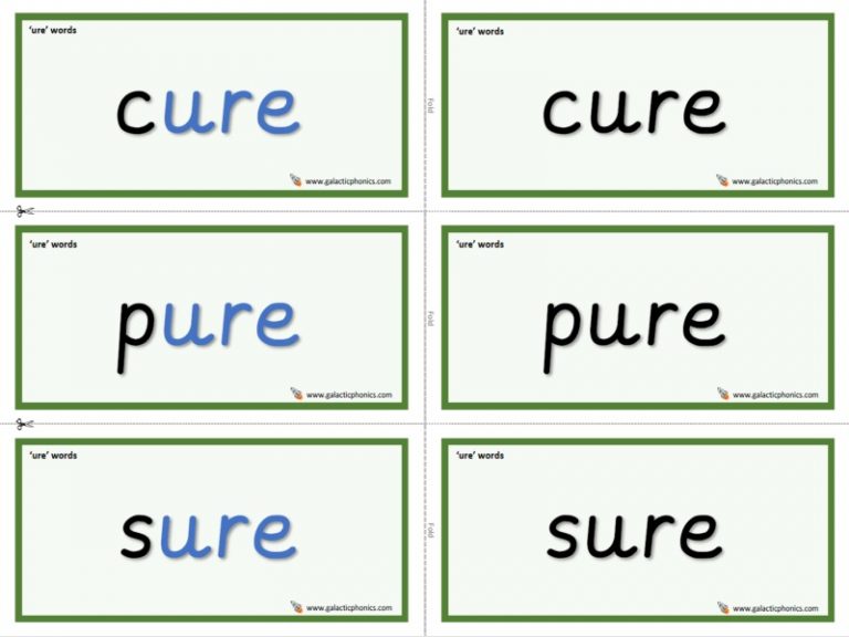 'ure' phonics worksheets and games - Galactic Phonics