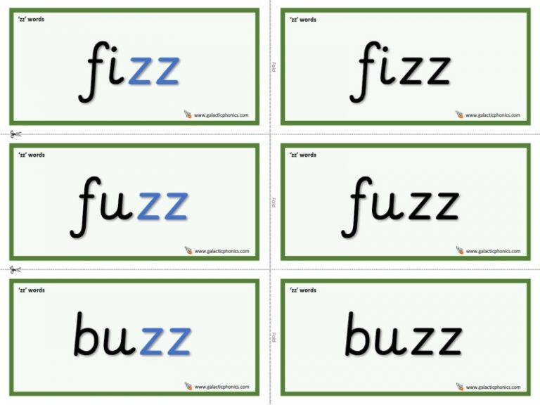 zz phonics worksheets and games - Galactic Phonics