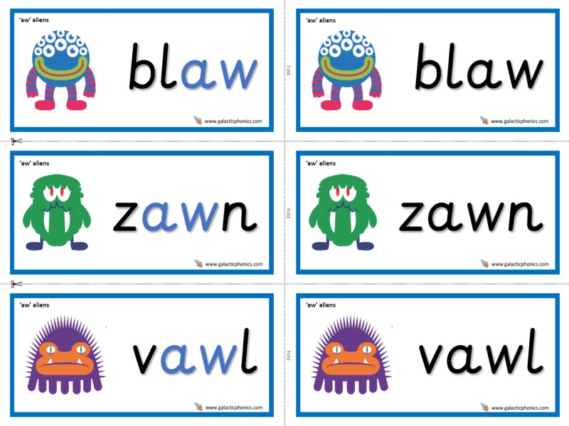 aw phonics worksheets and games - Galactic Phonics