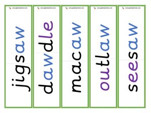 multisyllabic aw word cards