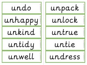 un- prefix worksheets and resources