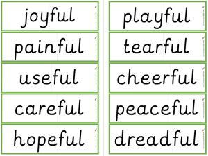 -ful suffix word cards