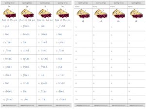 ie (long i) spelling strips