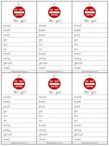 o (long o) spelling lists