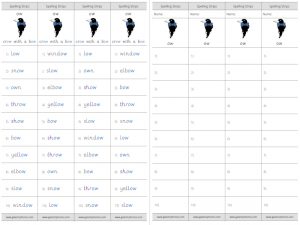 ow (long o) spelling strips
