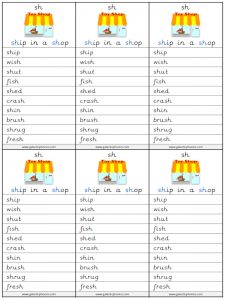 sh spelling lists