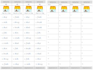 sh spelling strips