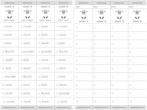 silent b spelling strips