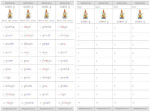 silent g spelling strips