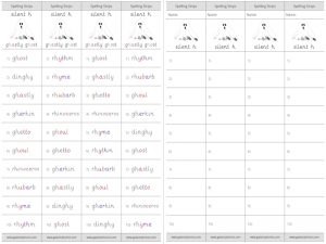 silent h spelling strips