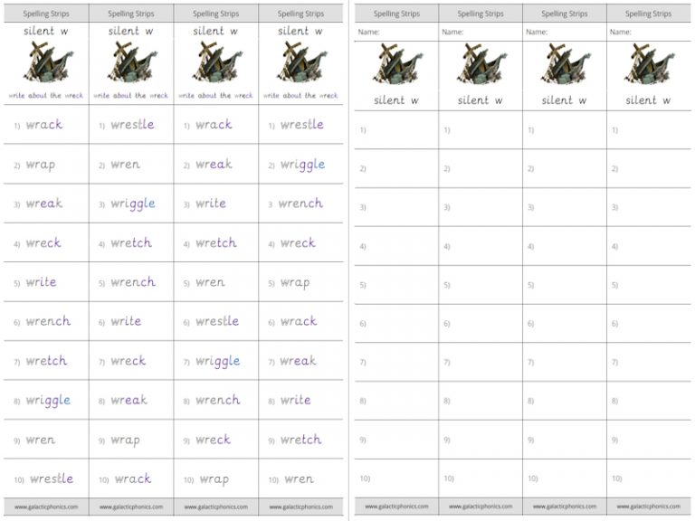 silent w phonics worksheets and games - Galactic Phonics
