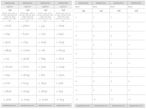 suffix -ed spelling strips
