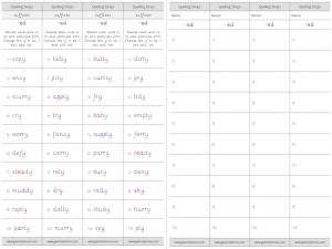 suffix -ed spelling strips (y to i)
