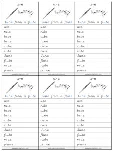 u-e (split digraph) spelling lists