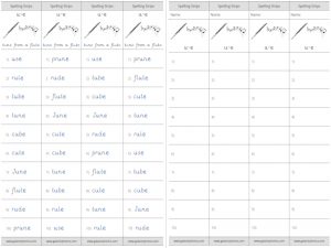 u-e spelling strips