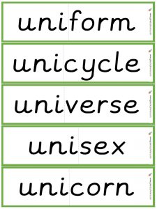 uni- prefix word flashcards