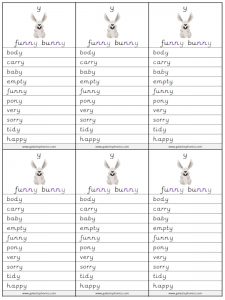 y (long e) spelling lists