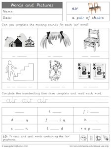 air words and pictures worksheet