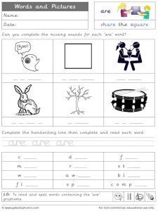are words and pictures worksheet