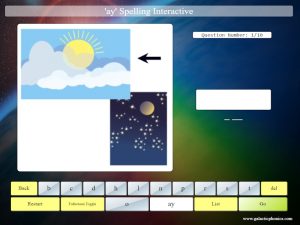 interactive ay phonics spelling game