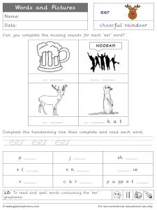 eer words and pictures worksheet