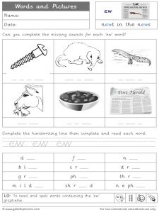 ew words and pictures worksheet