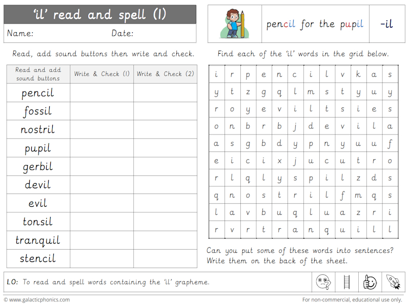 il phonics worksheets and games - Galactic Phonics