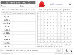 le read and spell worksheet
