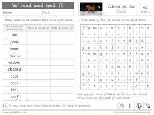 oo (long u) read and spell worksheet (1)