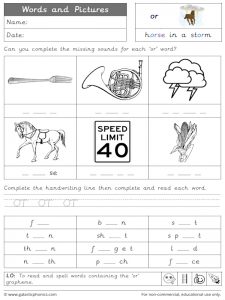 or words and pictures worksheet