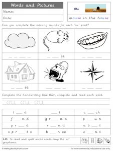 ou words and pictures worksheet