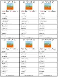 ea (short e) spelling lists