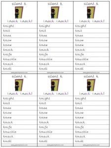 silent k spelling lists