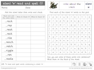silent w read and spell worksheet