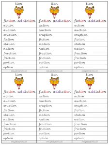 tionspellingliststhumb -tion spelling lists