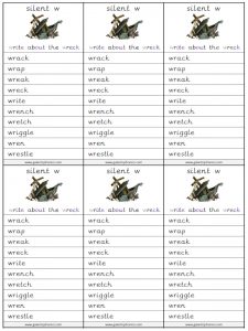 silent w spelling lists
