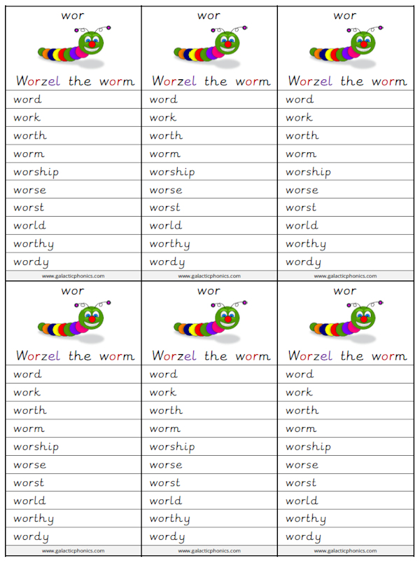 wor phonics worksheets and games - Galactic Phonics