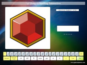 interactive -y (long e) phonics spelling game