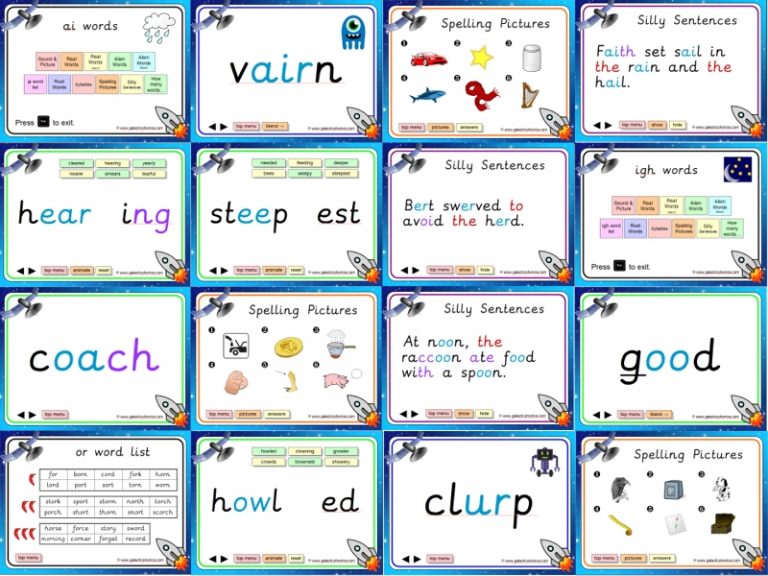 air phonics worksheets and games Galactic Phonics