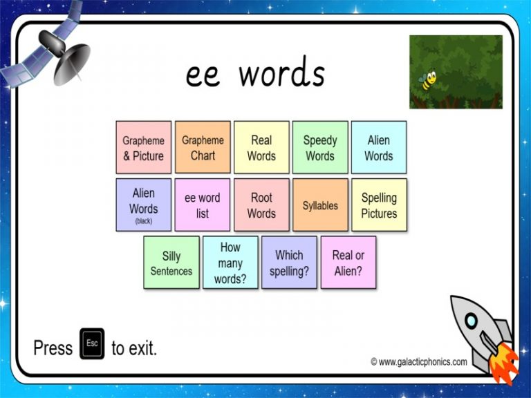 ee phonics woksheets and games Galactic Phonics