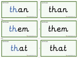 hard 'th' word cards